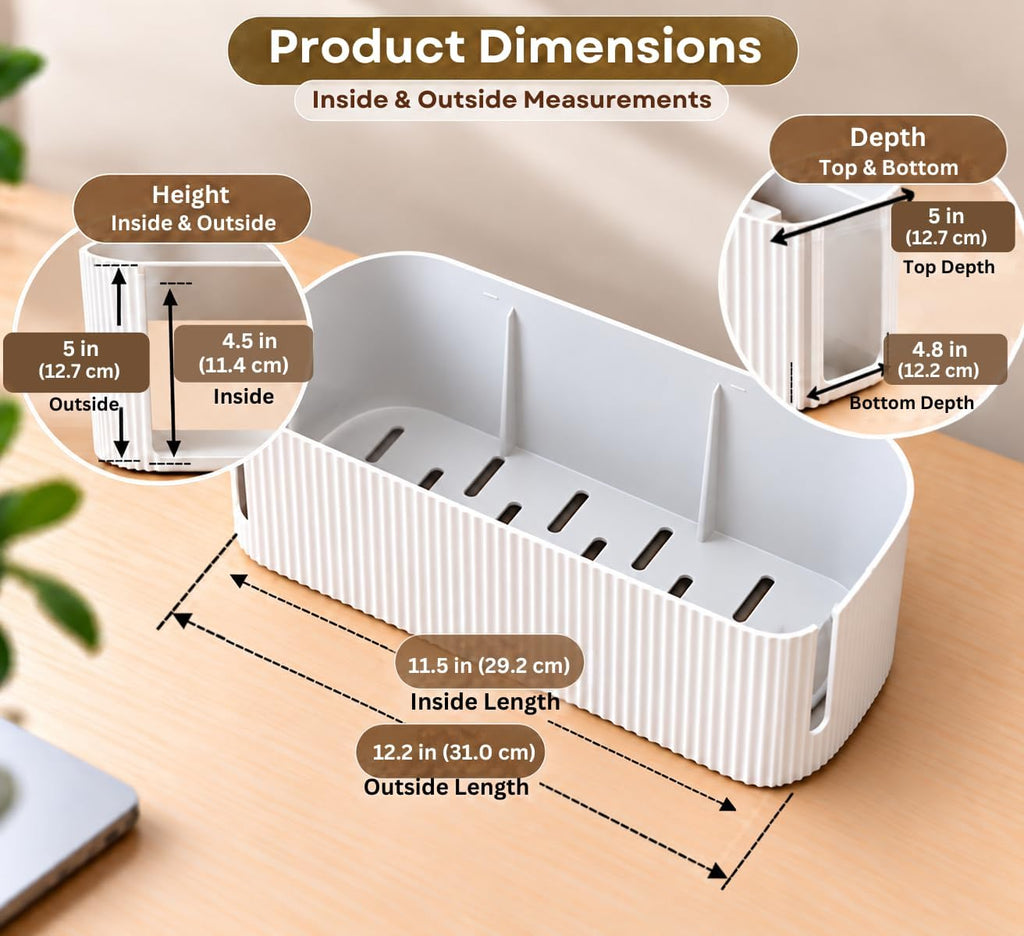 Cable Management Box, Desk Cord Organizer, Power Strip Holder, Floor Outlet Hider, Cable Organizer Box, Cord Organizer box, Electrical Cord Management, For Cover TV Wires, USB Hub Holder
