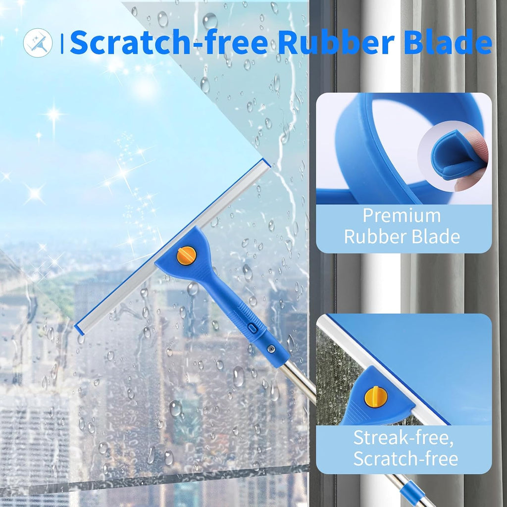10Ft Window Squeegee with Long Handle, Window Washer for High Windows Glass