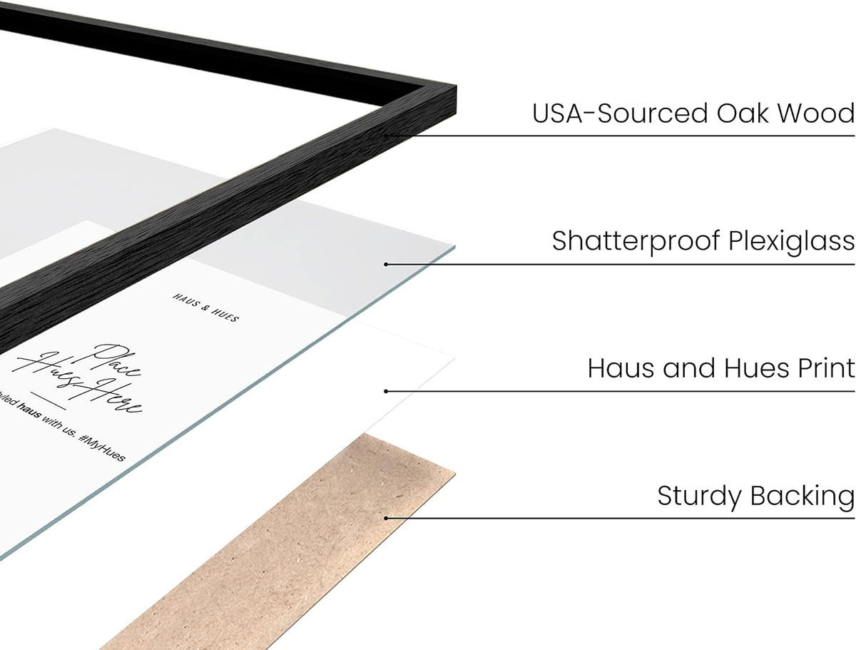 HAUS AND HUES Picture Frames for Wall - Set of 5 Black Photo Frames, Collage (Two 8x10, Three 12x16)