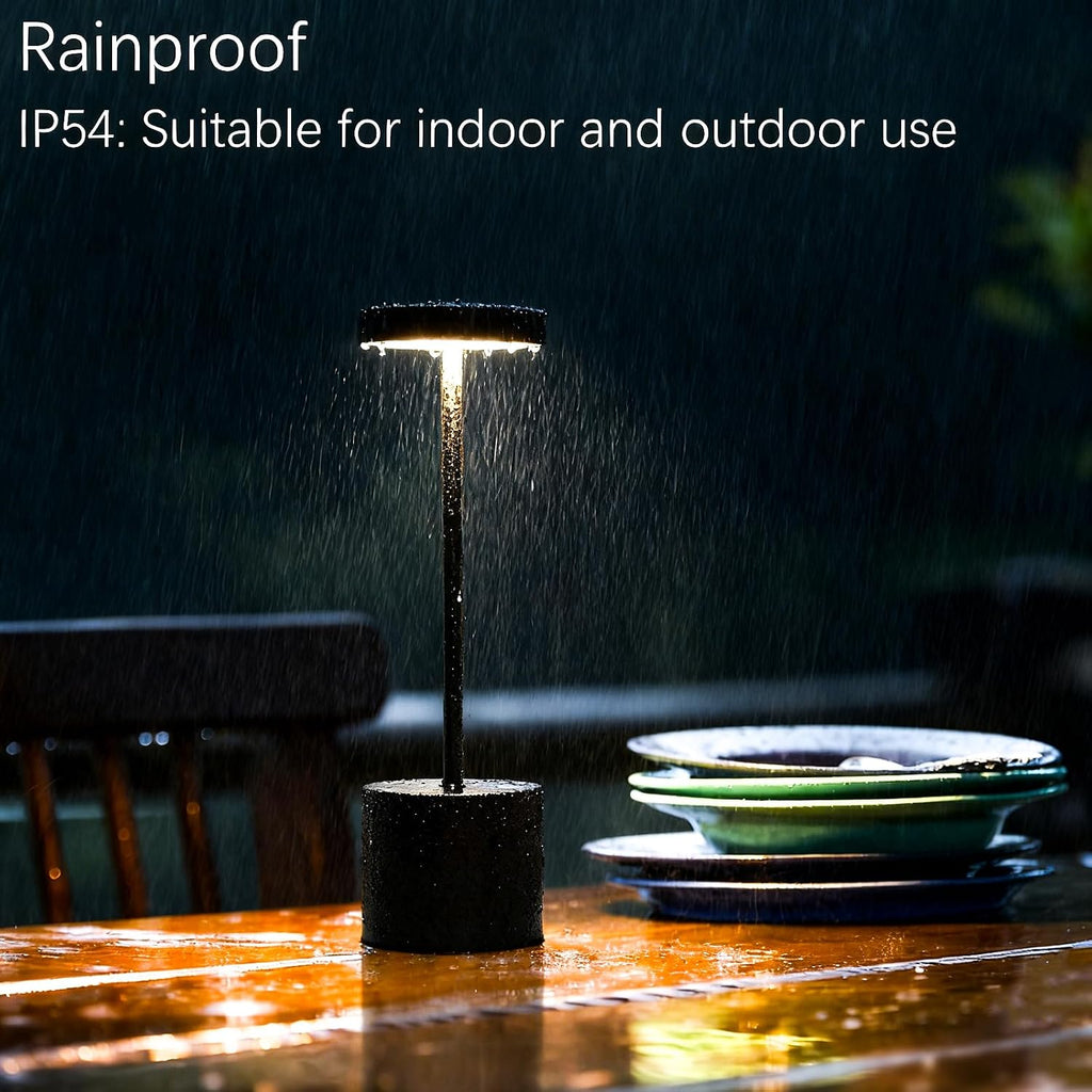 Cordless Rechargeable LED Table Lamp Set of 2, Matte Black