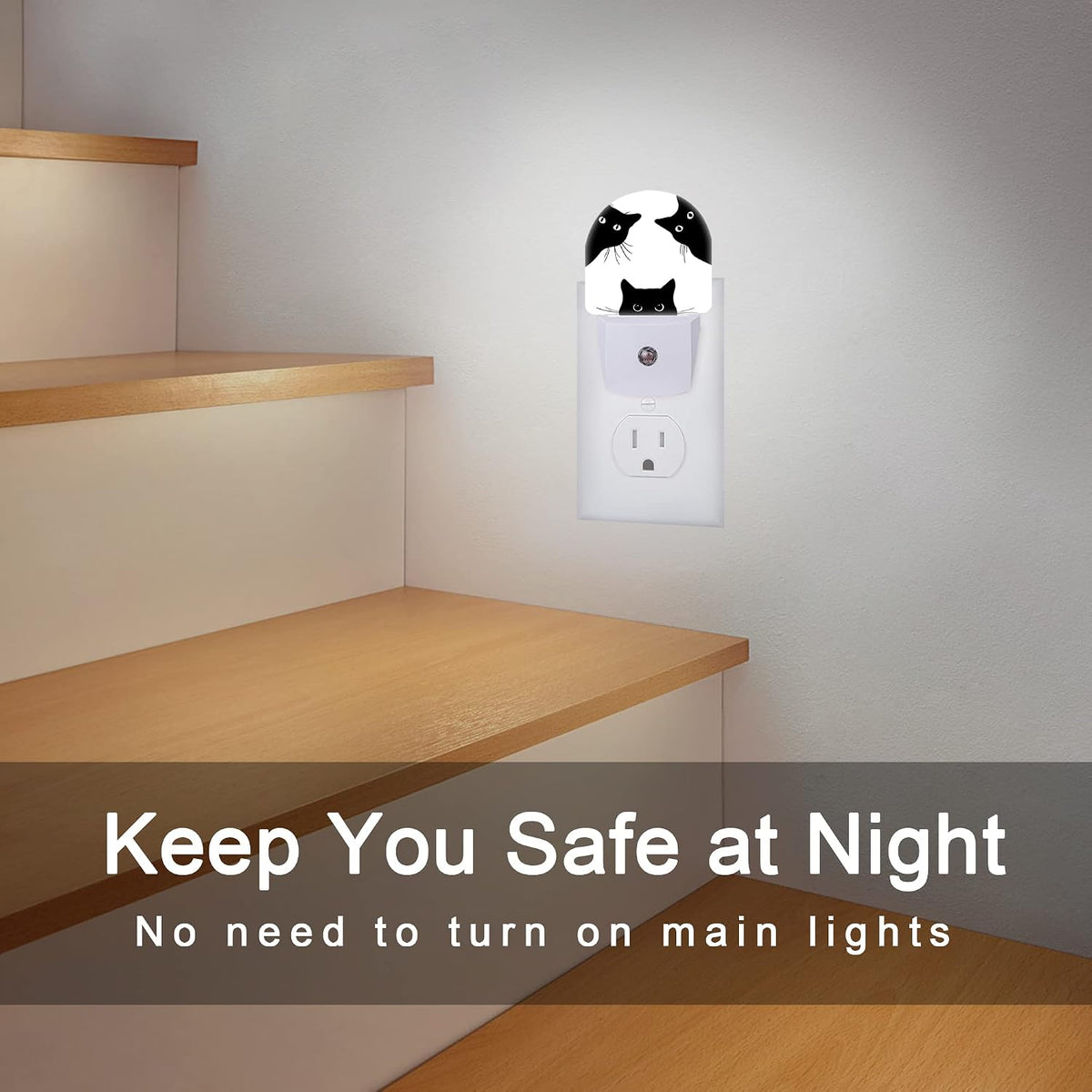Cat Night Light,Black Cat Night Lights Plug into Wall, Dusk to Dawn Sensor LED Lamp 0.5W for Boys/Girls/Women/Men Decorations Room 0.5W Sleep Friendly