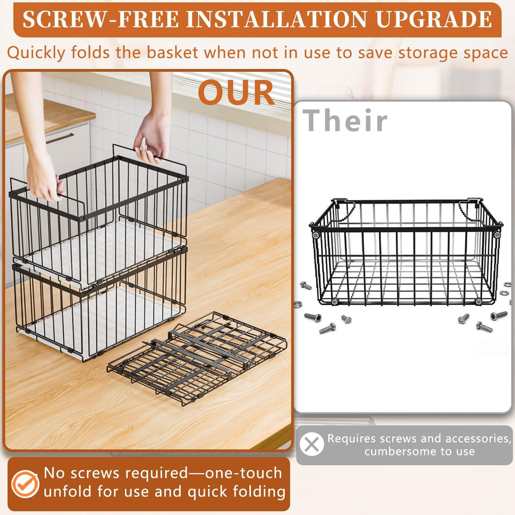 Large Freezer Organizer Bins for 5 to 9 Cu.Ft,Quick Expand/Collapse,6PACK