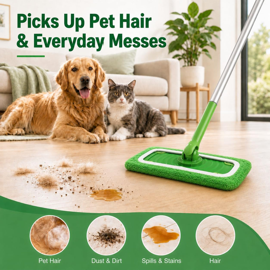 Tidy Monster 8 Pack Reusable Microfiber Mop Pads Replacement Compatible with Swiffer Sweeper, Machine Washable Mops Pads Refills for Wet & Dry Floor Cleaning, Mopping Cloths Fits Hardwood/Surface