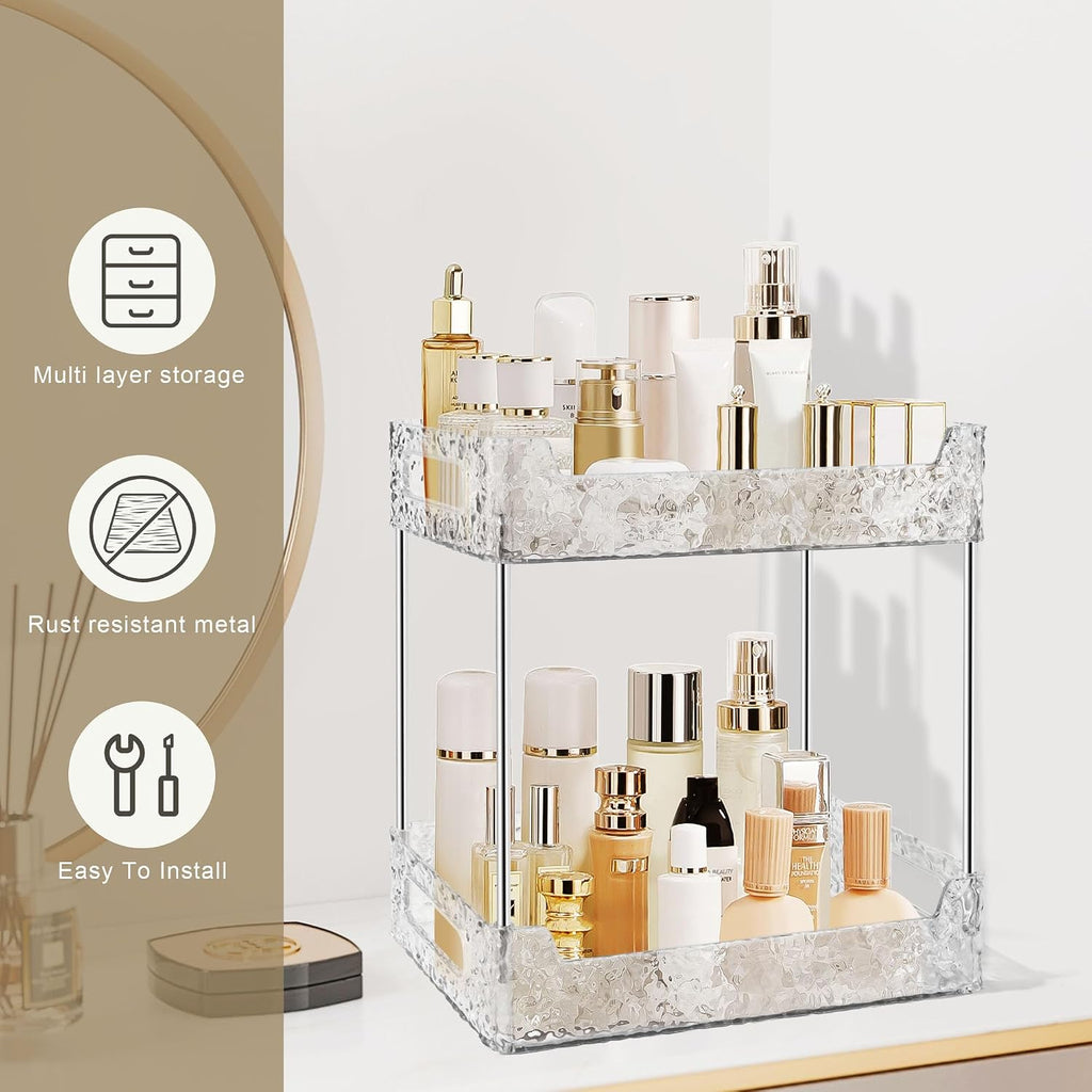 2-Tier Bathroom Counter Organizer Countertop Storage-Clear
