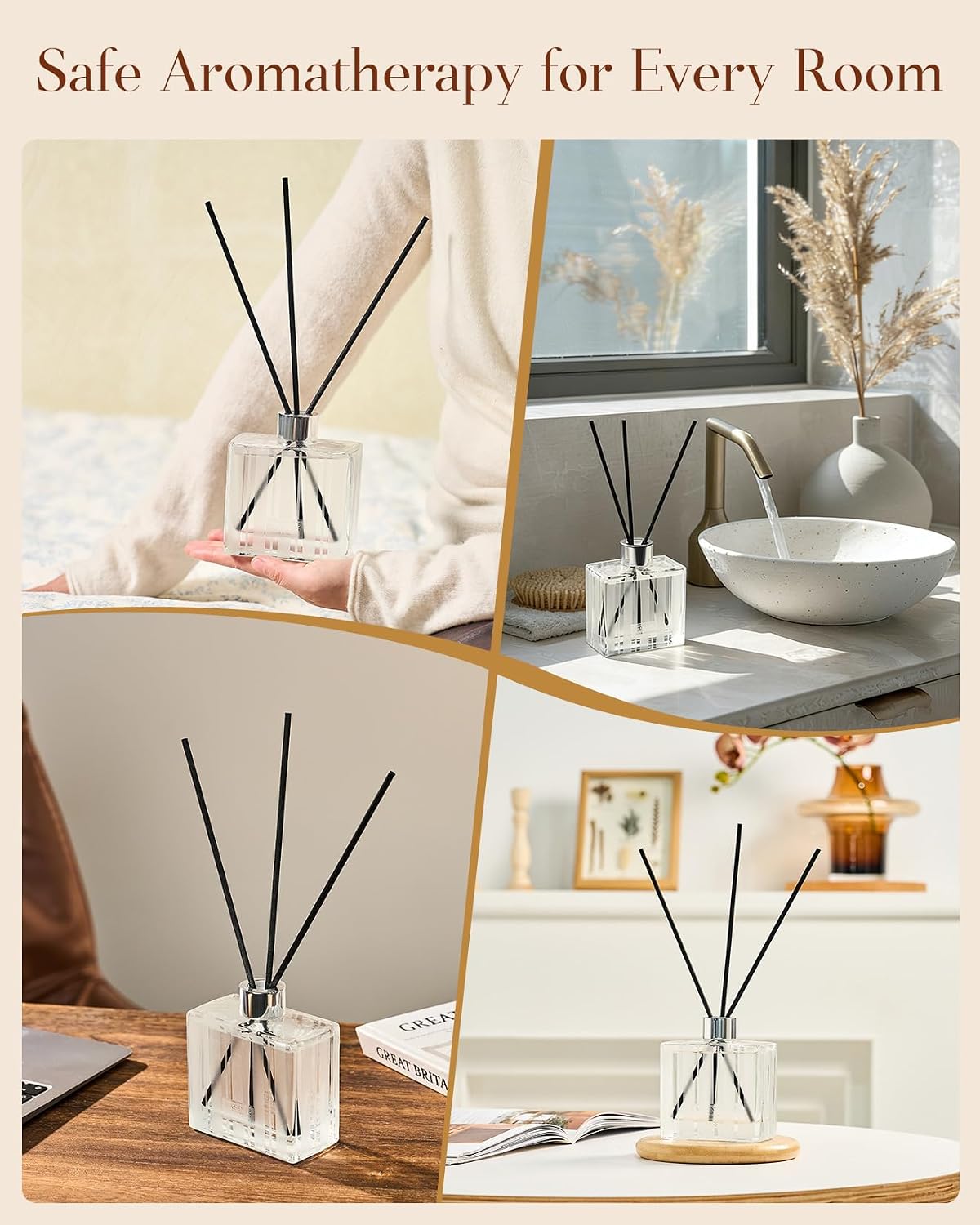 M&SENSE Reed Diffuser, Sandalwood Lavender, 7.04 oz Natural Essential Oil