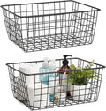 Metal Black Large Wire Basket Food Storage Organizer,pantry organizers and storage for Organizing Kitchen Cabinets potato onion, 2 Pack