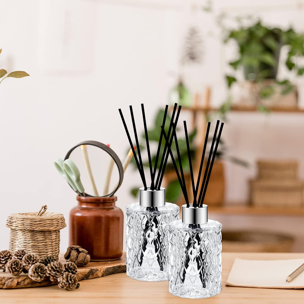Norme 4 Pack Empty Reed Diffuser Bottles with Caps Rattan Sticks, Silver