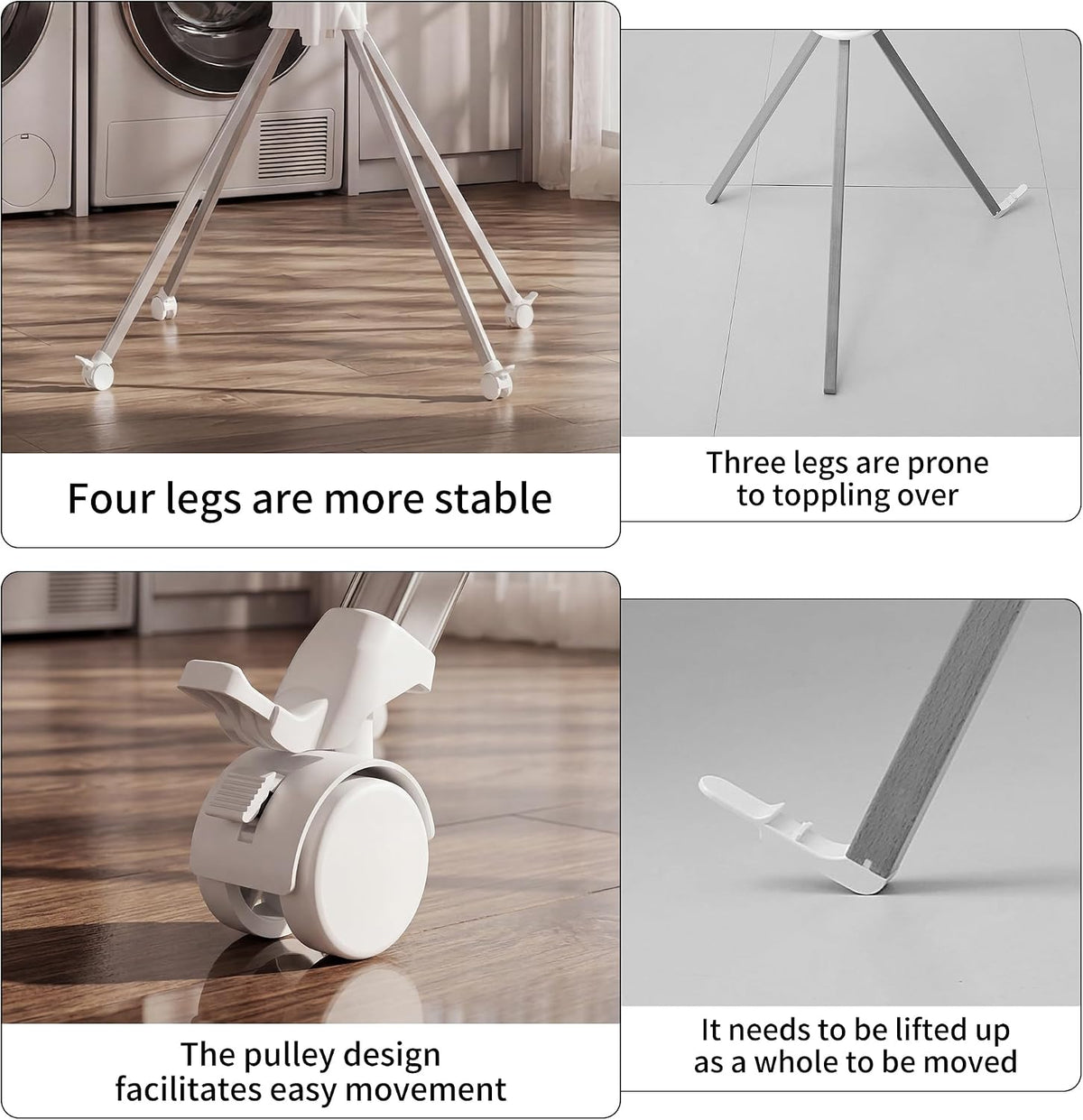 RFOUO Foldable Clothes Drying Rack with Aluminum 4Legs 16Rods Single Layer
