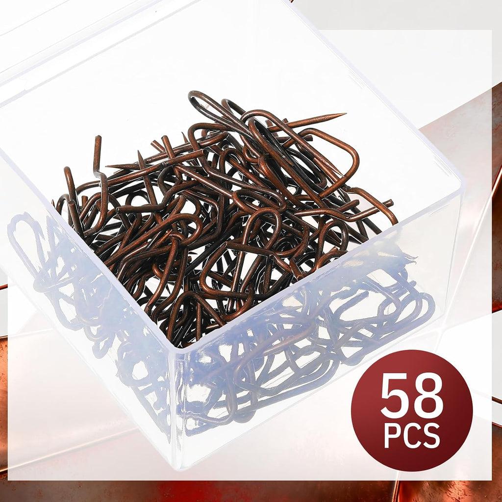 Outus 58 Pack Metal Curtain Hooks Pin-On Drapery 1.2x1,Red Bronze