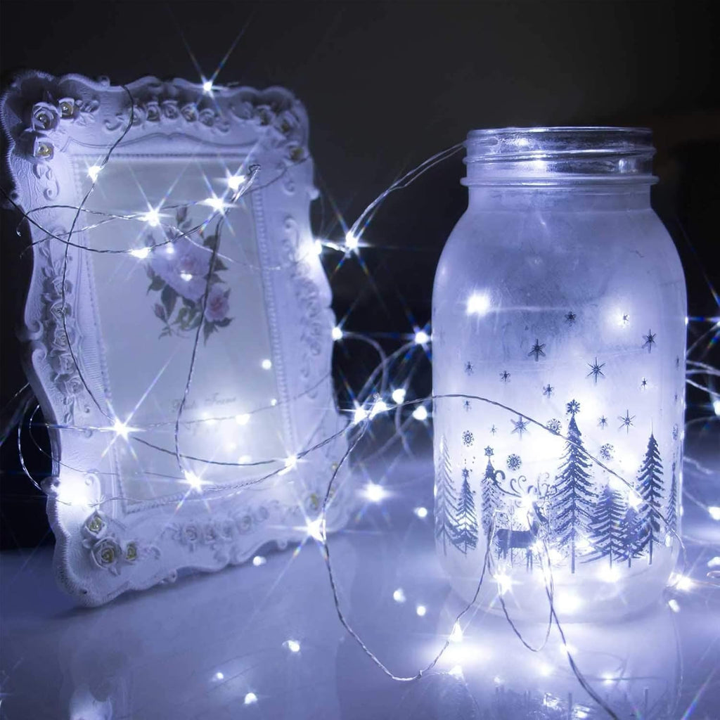 Ineximun 24 Pack LED Fairy Lights Battery Operated 7Ft 20Led Mini String Lights Waterproof Christmas Lights for Mason Jars Bedroom DIY Party Wedding Christmas Decor White