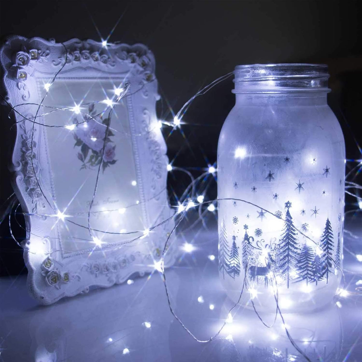 Ineximun 24 Pack LED Fairy Lights Battery Operated 7Ft 20Led Mini String Lights Waterproof Christmas Lights for Mason Jars Bedroom DIY Party Wedding Christmas Decor White