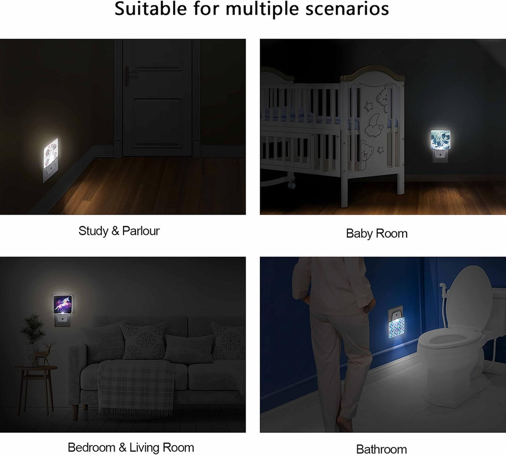 Naanle Set of 2 Custom Personalized Night Light Auto Sensor Led Customize Logo Image Dusk to Dawn Night Light Plug in Indoor Nightlight for Bedroom Bathroom Kitchen Hallway Stairs