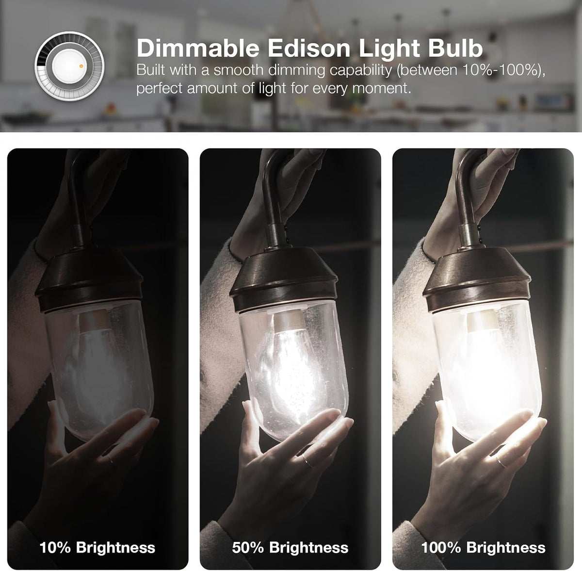 DAYBETTER 8 Pack Vintage LED Edison Bulbs, E26 Led Bulb 60W Equivalent, Dimmable Led Light Bulbs, High Brightness 800 LM Neutral White 4000K, ST58 Antique Filament Bulbs, Clear Glass Style for Home