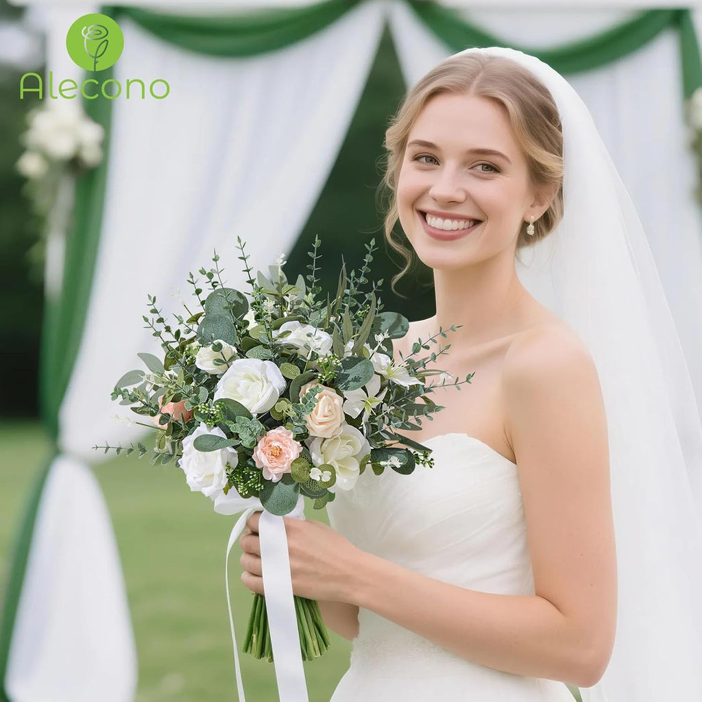 Alecono 25pcs Mixed Eucalyptus Leaves Stems Bulk, 4 Kinds Artificial Greenery Stems Faux Sliver Dollar Fake Greenery for Centerpieces Wedding DIY Bouquets Floral Arrangement Party Decor