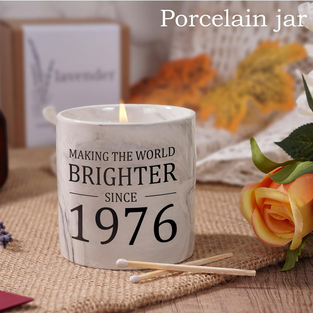 50th Birthday Gift for Her - Gifts for 50 Year Old Birthday Woman - 1976 Bday Gifts for Women - 50 Year Old Present Idea for Her Him, 6oz Lavender Ceramics Candle