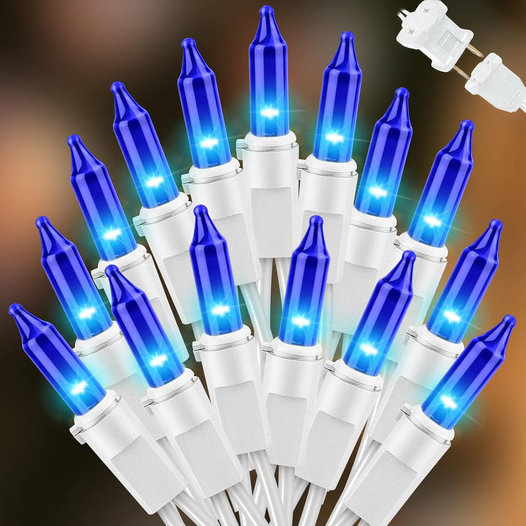 LAMPHOME 100 LED Blue Christmas Lights, Connectable String Lights, 21.6ft Plug in Blue Tree Lights, Indoor Outdoor Mini Fairy Lights for Christmas, Hanukkah, Independence Day Patriotic Decor