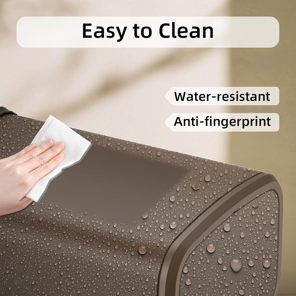 8L/2.1 Gallon Small Bathroom Trash Can with Lid, Swing-Top Rectangular Waste Bin, Stainless Steel Garbage Can for Home, Office, Toilet, Bedroom, Living-Room (Brown)