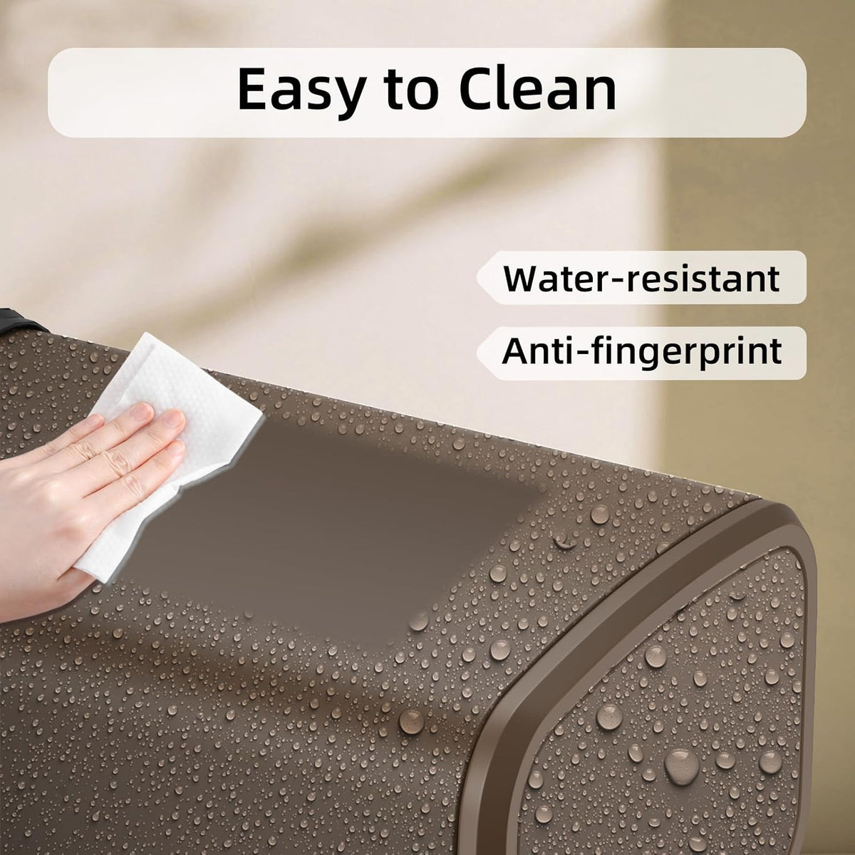 8L/2.1 Gallon Small Bathroom Trash Can with Lid, Swing-Top Rectangular Waste Bin, Stainless Steel Garbage Can for Home, Office, Toilet, Bedroom, Living-Room (Brown)