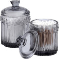rejomiik 2 Pack Qtip Holder Glass Apothecary Jars with Lids, Gray