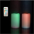 2 Pack Color Changing LED Flameless Pillar Candles with Remote, 3” x 5”