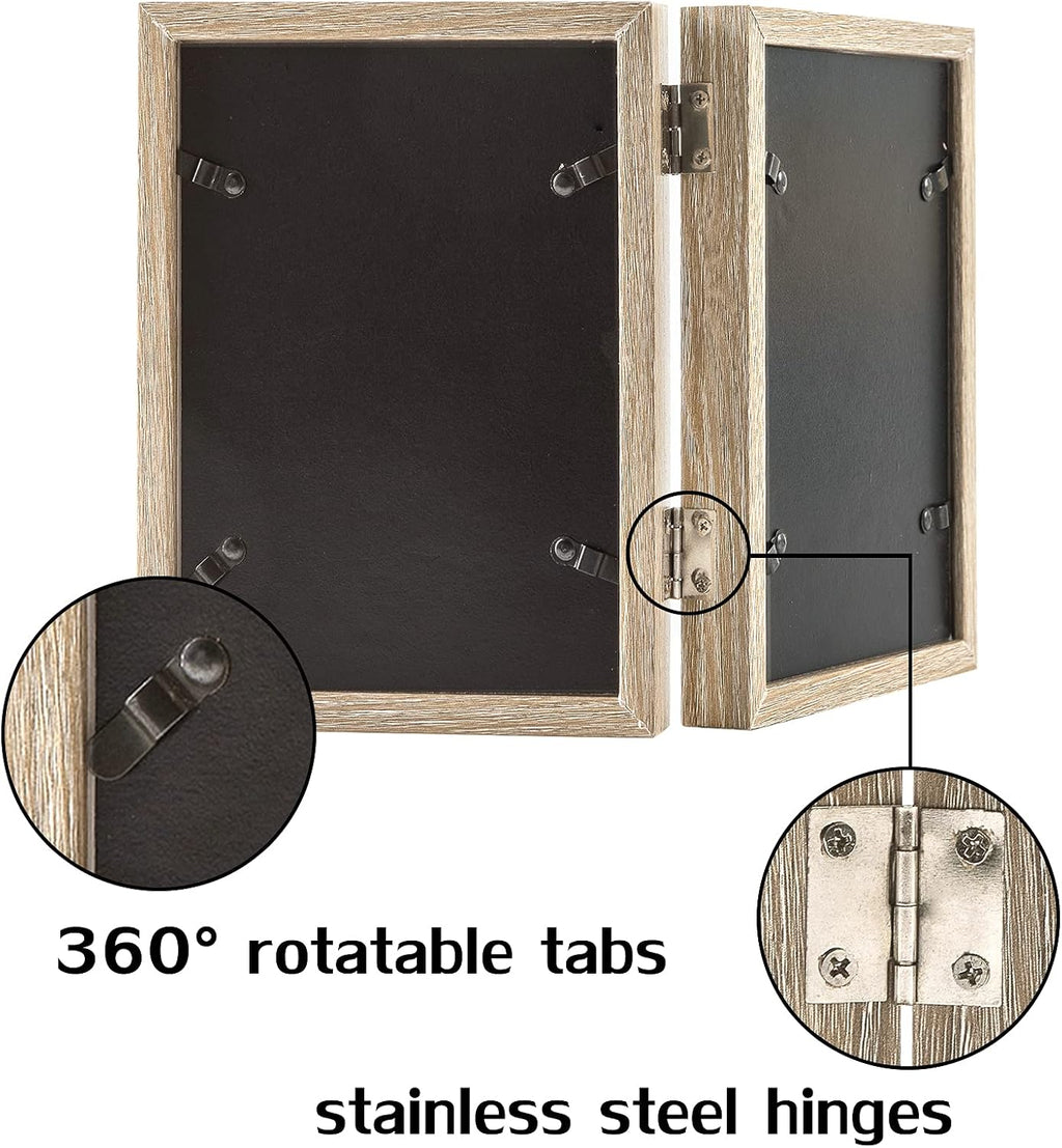 Double 5x7 Picture Frame Wood Photo Frames with Glass (Wood Gray)