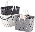 Hacaroa 3 Pack Portable Shower Caddy with Handles, Plastic Tote Storage Basket Toiletry Organizer Bin for Holding Soap, Shampoo, Cosmetics, Bathroom, College Dorm, Kitchen, Camp, Gym, 3 Colors
