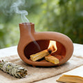 Orange-Red Terracotta Palo Santo Holder, Mini Chiminea Incense Burner