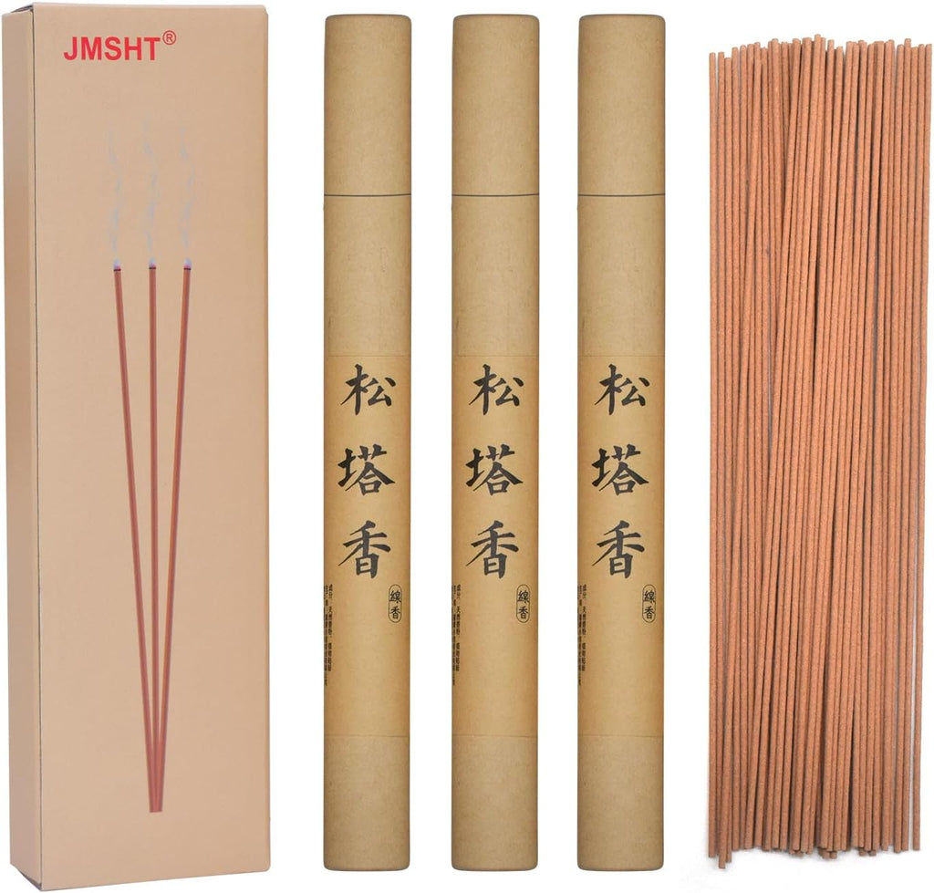 Pine Cone Incense Sticks, Natural-Handmade Low Smoke Natural Charcoal Free Non Toxic Temple Aroma Aromatherapy Meditation Calming Stress Relief Relaxation Yoga Zen, Approx 150 Count 3 Pipe