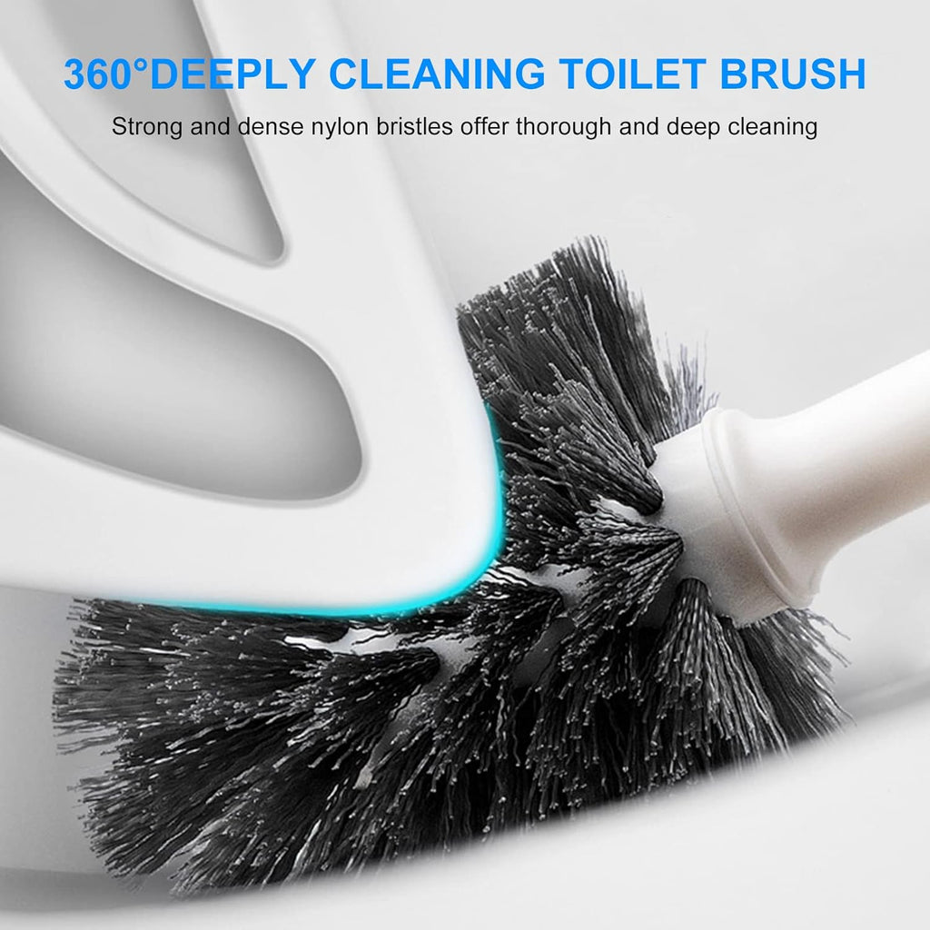 SetSail 2 Packs Toilet Brush and Plunger Set for Bathroom Cleaning, White