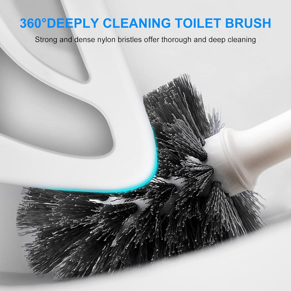 SetSail 2 Packs Toilet Brush and Plunger Set for Bathroom Cleaning, White