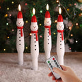 Eywamage Snowman Christmas Flameless Taper Candles with Remote Set of 4