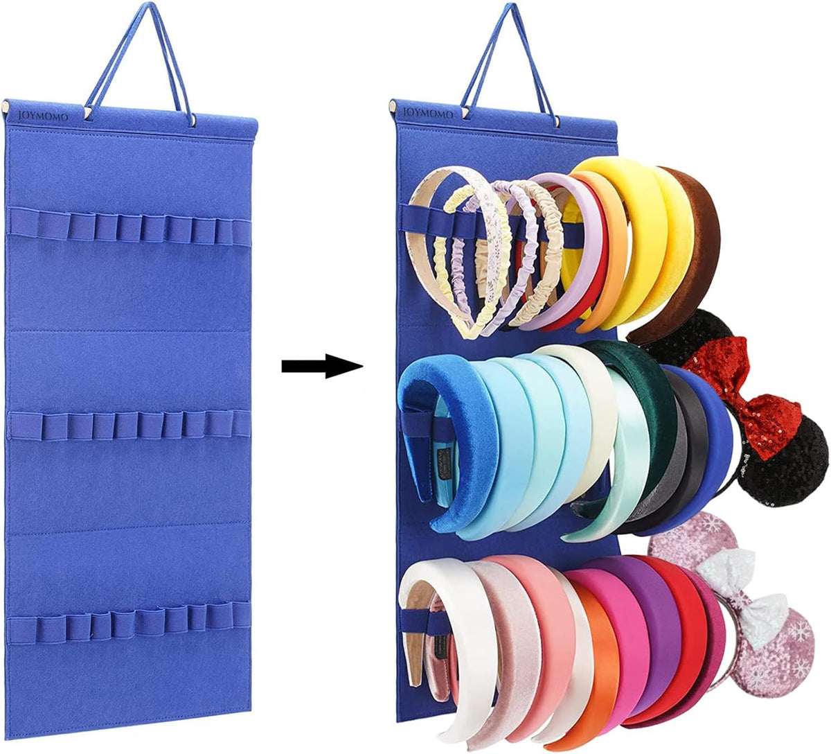 Headband Holder For Girls,Felt Headband Organizer Storage（Blue）