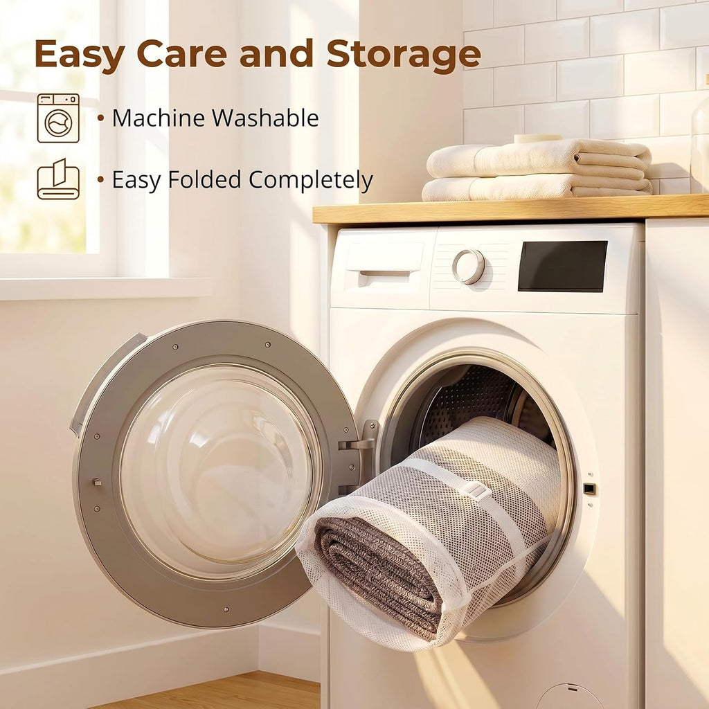 OIASKET 108L Cotton Rope Storage Basket for Living Room and Bedroom 25"x16"x16" Woven Laundry Basket, Heavy Duty Bin for Blankets, Pillows & Toys, Pet-Safe & Scratch-Free, Dark Brown and White