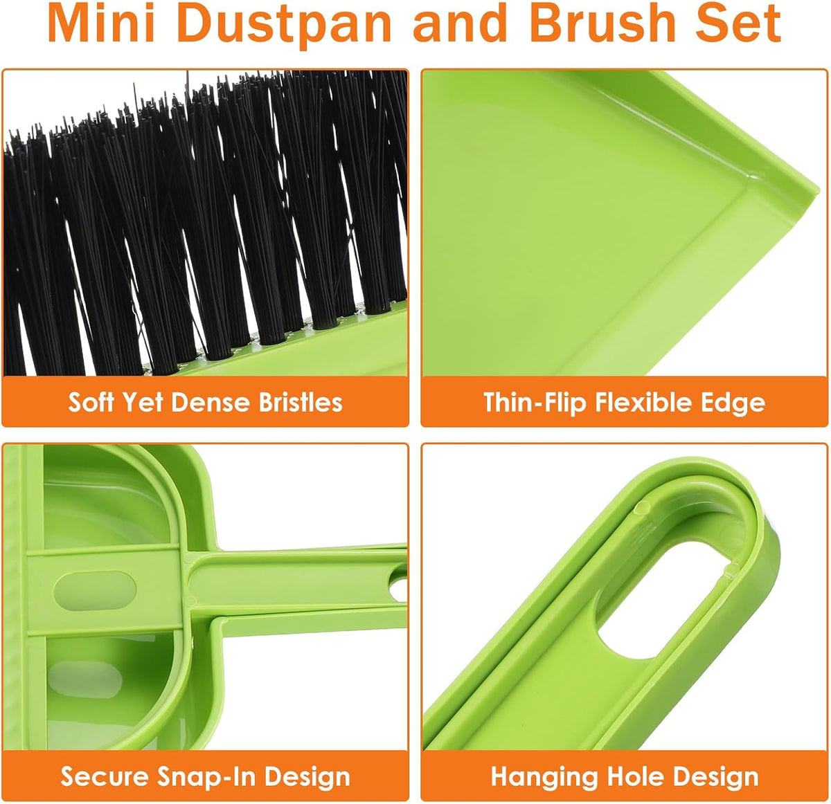 Sewroro Mini Broom and Dustpan Set 6 Pack Desktop Broom and Dustpan Combo for Home Office Cleaning Brush for Keyboard Windowsill Counter Compact Handheld Sweeping Tools