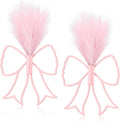 Weysat 2 Pcs Pink Bow Wall Decor Metal Art with Pampas Coquette Wall Decor