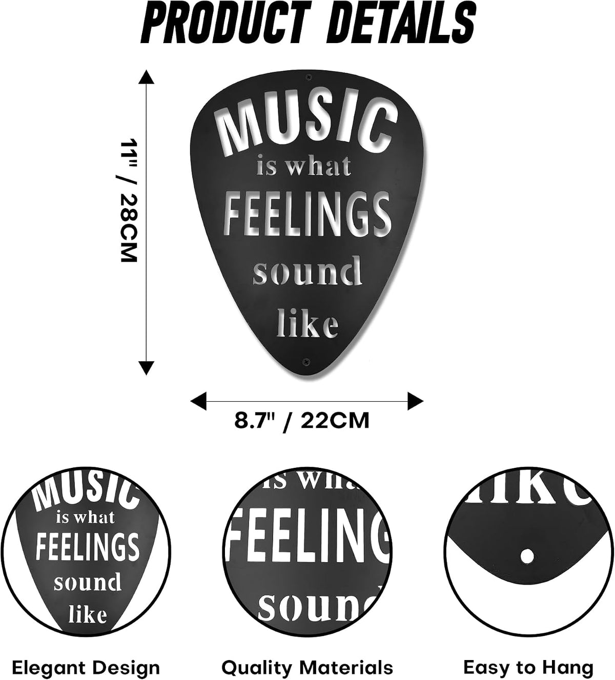 Rajukit Guitar Pick Metal Wall Art, Music Decor for Studio r11x8.7