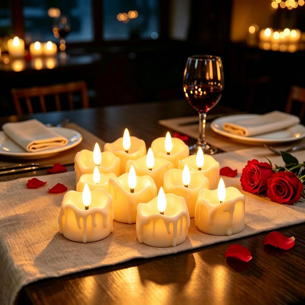 12 Pack LED Timer Tea Light Battery Operated, Flameless Flickering LED Votive Tealight Timer Candles, Outdoor Electric Flicker Fake Candle Bulk for Christmas Halloween Pumpkin Light Decorations