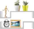 Greenco Floating Wall Shelves, White Finish (2pcs) | Wall-Mounted Shelves, Storage, Hanging/Floating Shelf, Bookshelf, Book Organizer | Bedroom, Toilet, Restroom, Farmhouse, Bathroom Decor