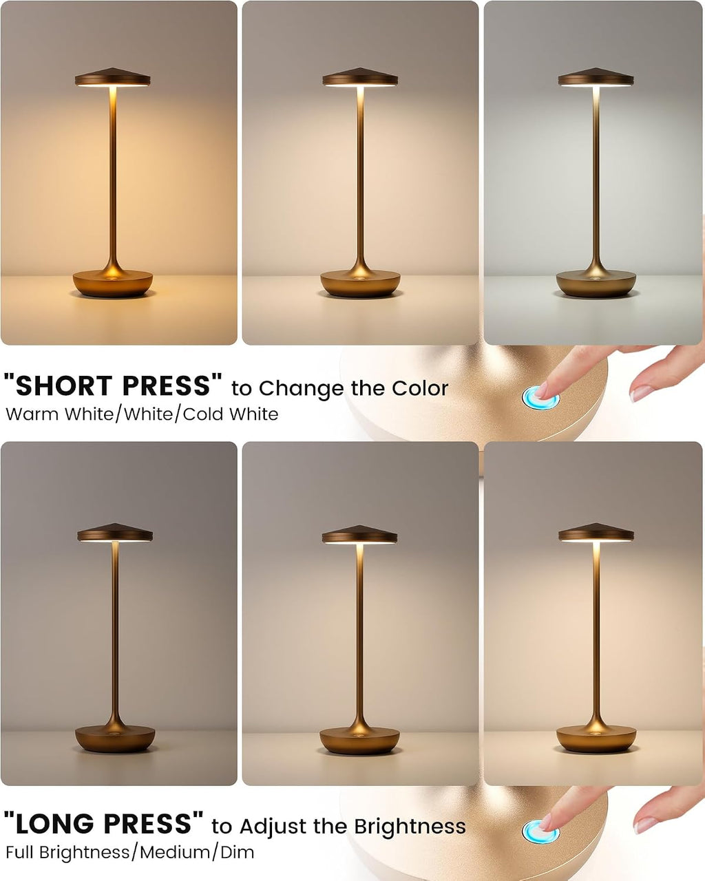 2pack LED Cordless Table Lamp Rechargeable (2pack Titanium)