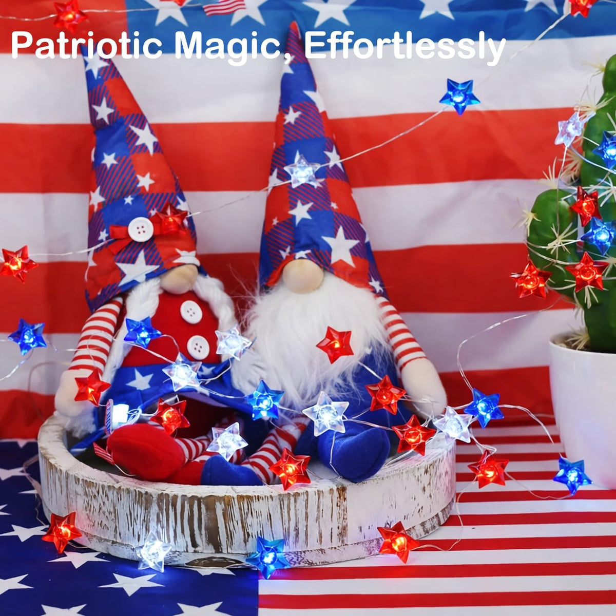 BOHON 4th of July Decorations Battery Operated String Lights with Remote
