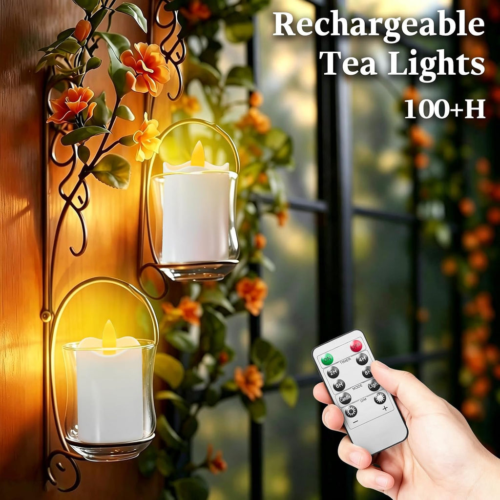 Rechargeable Tea Lights Flameless Candles with Remote & Timer, 6-Pack