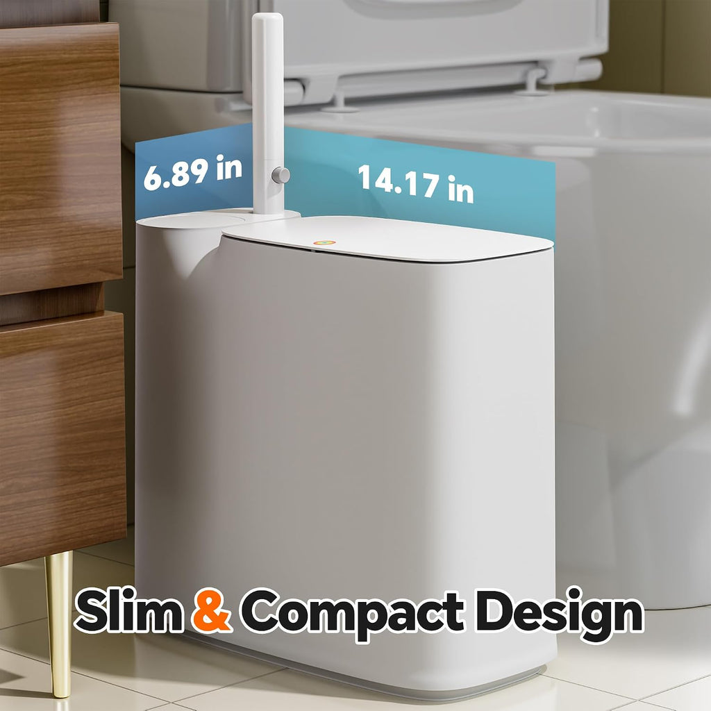 Small Bathroom Trash Can with Toilet Brush Set,36 Disposable Refills