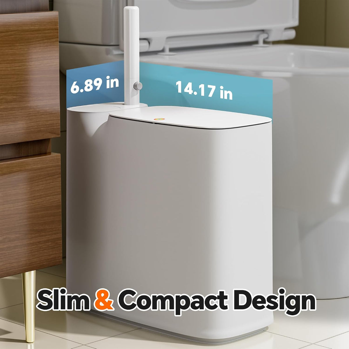 Small Bathroom Trash Can with Toilet Brush Set,36 Disposable Refills