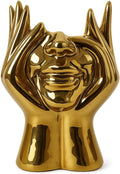 Face Vase Unique Ceramic Vase for Room,Office,Home Decor,Gold,C