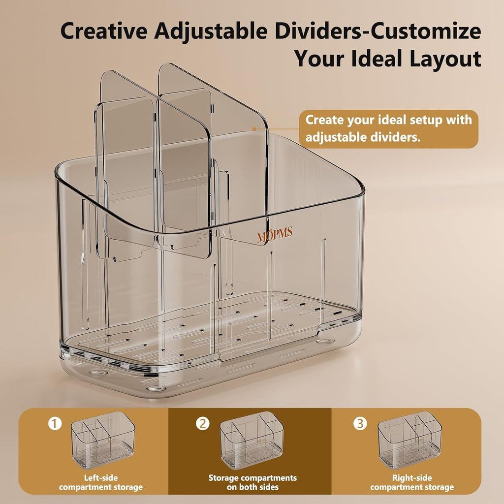 MOPMS Toothbrush Holders for Bathrooms with 5 Slots Adjustable Dividers