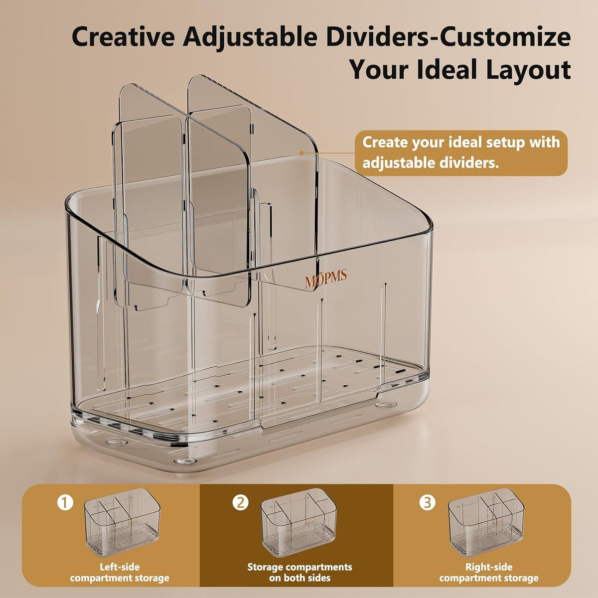 MOPMS Toothbrush Holders for Bathrooms with 5 Slots Adjustable Dividers