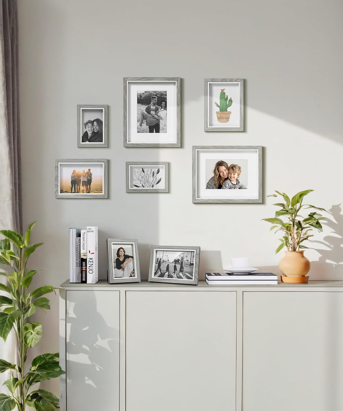 Afuly 4x6 Picture Frames Grey Wood Texture Photo Frame Set of 2