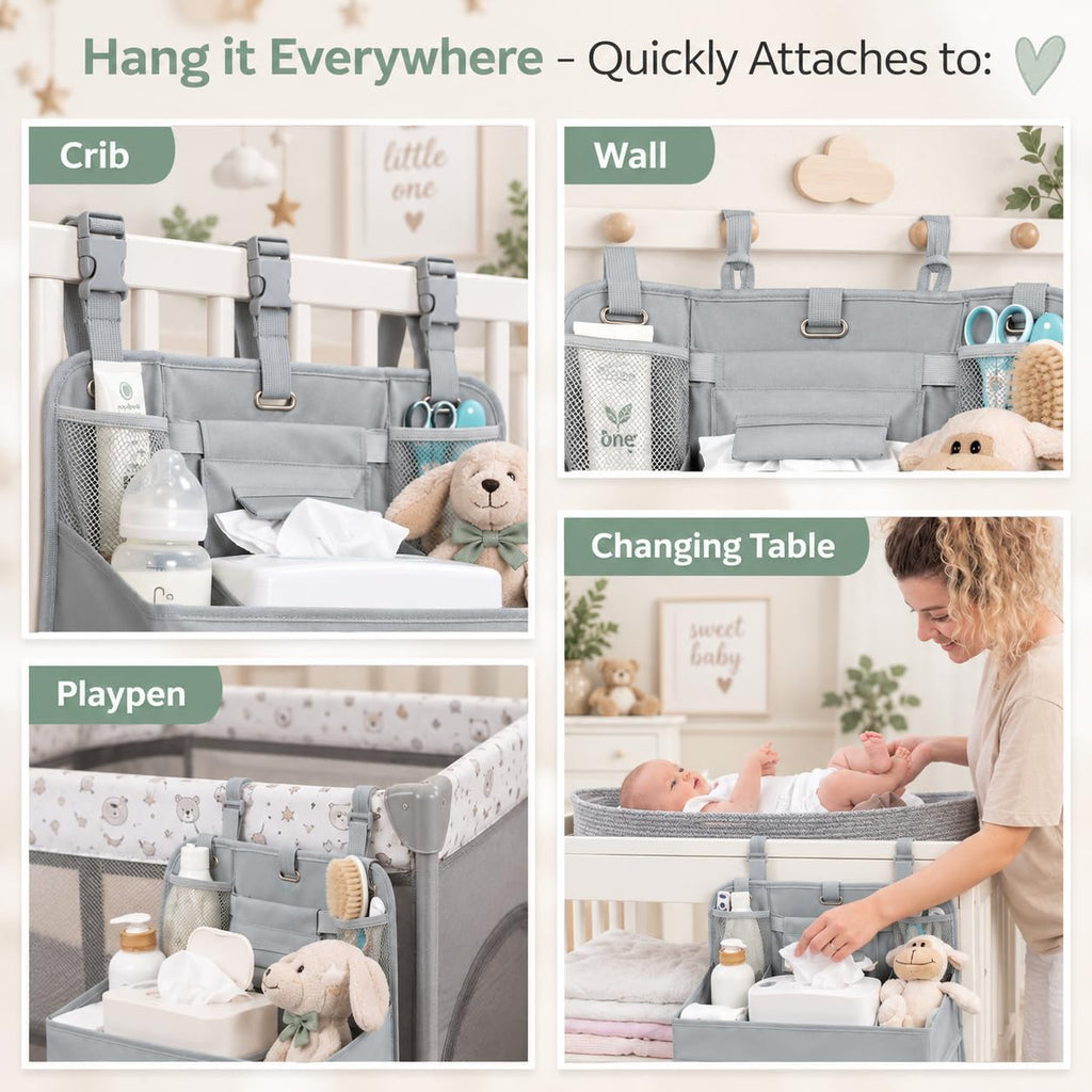 Hanging Diaper Caddy Organizer – Baby Crib Organizer & Nursery Storage