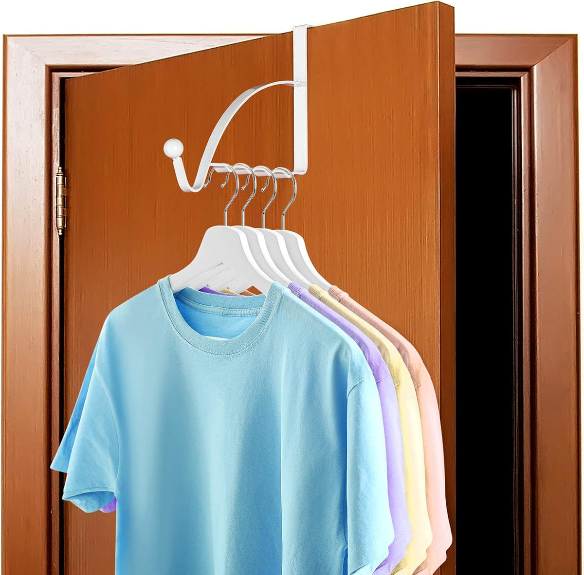 Hotop 2 Pcs Metal Over The Door Hooks, Clothes Hanger, White