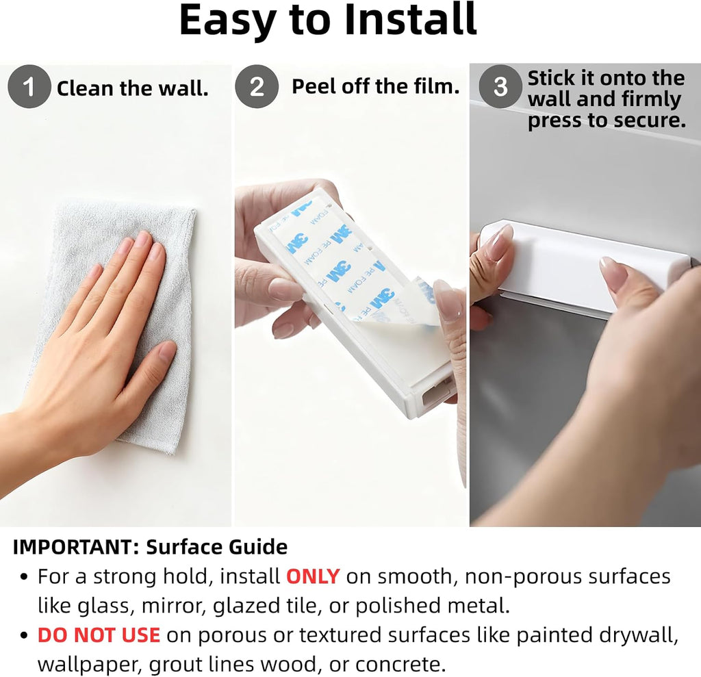 Adhesive Toothpaste Holder Wall Mounted for Bathroom c/w 1 Tube Squeezer